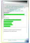CFT 150 1002 Personal Growth  Questions with  Correct Answers  for  Specific Exam Mail  supergrades12&commat;gmail&period;com