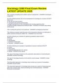 Sociology 1000 Final Exam Review LATEST UPDATE 2025