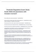 Pesticide Regulation Exam Study Guide 2020 &lpar;CA&rpar; Questions with Answers Correct&excl;&excl;