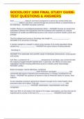 SOCIOLOGY 1000 FINAL STUDY GUIDE- TEST QUESTIONS & ANSWERS  