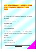 ASE BRAKES Exam &num;1 2025&sol;2026 EXAM  QUESTIONS AND ANSWERS &vert; 100&percnt;  PASS