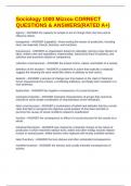 Sociology 1000 Mizzou CORRECT QUESTIONS & ANSWERS&lpar;RATED A&plus;&rpar;