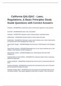 California QAL&sol;QAC - Laws&comma; Regulations&comma; & Basic Principles Study Guide Questions with Correct Answers