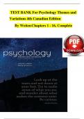 TEST BANK For Psychology Themes and Variations 4th Canadian Edition  By Weiten Chapters 1 - 16&comma; Complete &emsp;