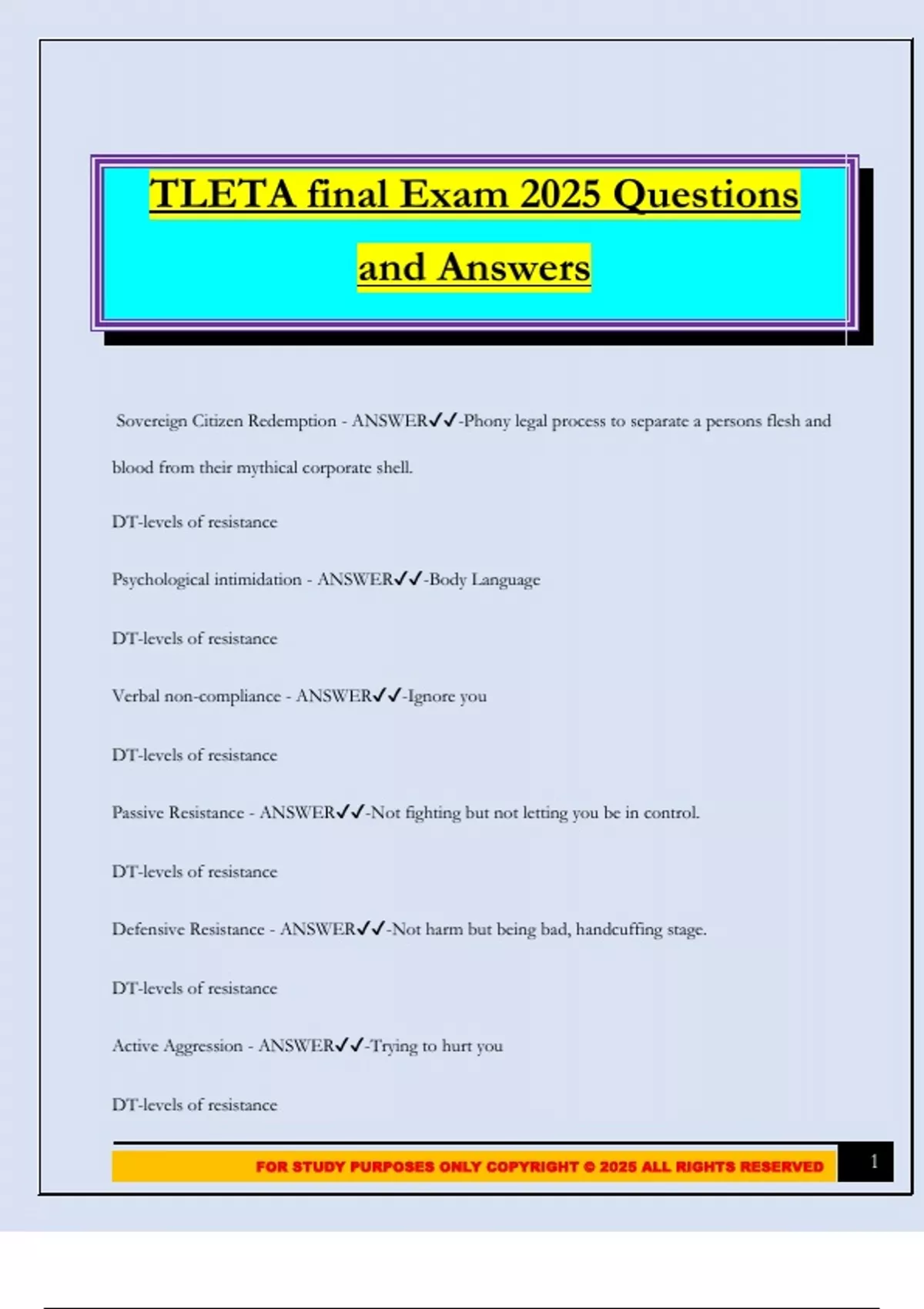 TLETA final Exam 2025 Questions and Answers - TLETA - Stuvia US