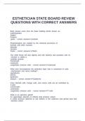ESTHETICIAN STATE BOARD REVIEW QUESTIONS WITH CORRECT ANSWERS