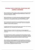 INTERNAL AUDIT EXAM FINAL QUESTIONS AND CORRECT ANSWERS&excl;&excl;