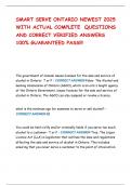 SMART SERVE ONTARIO NEWEST 2025 WITH ACTUAL COMPLETE  QUESTIONS AND CORRECT VERIFIED ANSWERS 100&percnt; GUARANTEED PASS&excl;&excl;&excl;