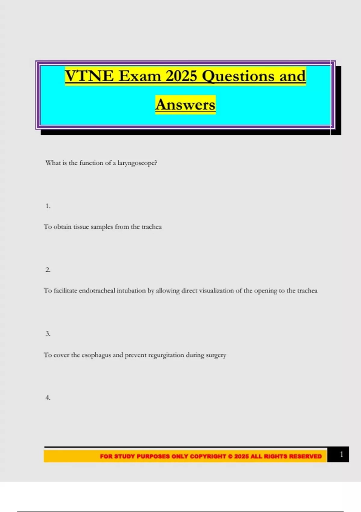 VTNE Exam 2025 Questions and Answers - VTNE - Stuvia US