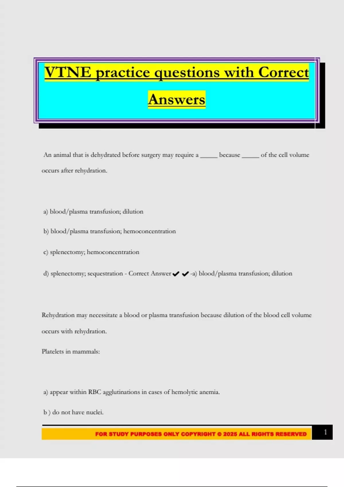 VTNE practice questions with Correct Answers - VTNE - Stuvia US