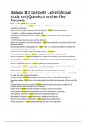 Biology 110 Complete Latest &vert; Actual study set &vert; Questions and verified Answers
