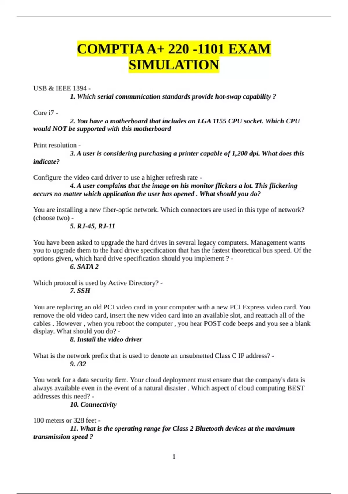 COMPTIA A+ 220 -1101 EXAM SIMULATION - CompTIA Security+ Acronym ...