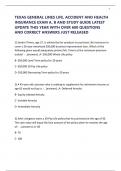 TEXAS GENERAL LINES LIFE&comma; ACCIDENT AND HEALTH INSURANCE EXAM A&comma; B AND STUDY GUIDE LATEST UPDATE THIS YEAR WITH OVER 600 QUESTIONS AND CORRECT ANSWERS JUST RELEASED