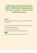 CCRN Exam Prep &lpar;Latest Update 2025 &sol; 2026&rpar; Practice Questions and Answers &vert; Grade A &vert; 100&percnt; Correct &lpar;Verified Solutions&rpar;