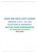 2025 RN HESI EXIT EXAM VERSION 1 &lpar;V1&rpar; &ndash; ALL 160 QUESTIONS & ANSWERS&excl;&excl; &lpar;ACTUAL EXAM SCREENSHOTS&rpar; &lpar;ALL QUESTIONS INCLUDED&excl;&excl;&rpar; REAL EXAM