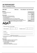 AQA A LEVEL  PSYCHOLOGY   PAPER 2    ACTUAL   EXAM    WITH 100&percnt; RATED CORRECT   REAL EXAM QUESTIONS  GRADED A&plus; &vert;2025 LATEST VERSION &vert; 100&percnt; VERIFIED