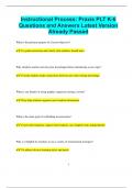 Instructional Process&colon; Praxis PLT K-6 Questions and Answers Latest Version  Already Passed