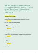 NR 302 Health Assessment Final Exam &lpar;chamberlain&rpar; Expert Verified Actual Questions & Answers for Guaranteed Pass &vert; Newest Update&comma; 2025-2026&period;  Terms in this set &lpar;332&rpar;      Quiz&lowbar;&lowbar;&lowbar;&lowbar;&quest; The retinal structures viewed through the ophthalmoscope are&colon; -           