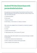 WA State 3 Real Estate Exam Rockwell Institute Sample Exams 3 with precise answers