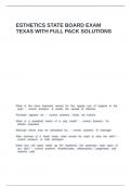 ESTHETICS STATE BOARD EXAM TEXAS WITH FULL PACK SOLUTIONS