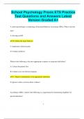 School Psychology Praxis ETS Practice Test Questions and Answers Latest  Version Graded A&plus;