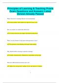 Principles of Learning & Teaching Praxis Exam Questions and Answers Latest  Version Already Passed