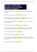 AS Law - Civil Process Questions and Complete Solutions Graded A&plus;