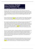 Civil Procedure Multiple Choice Questions and Complete Solutions Graded A&plus;