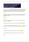 Civil Process TCOLE Review Questions and Complete Solutions Graded A&plus;