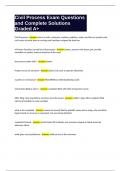 Civil Process Exam Questions and Complete Solutions Graded A&plus;