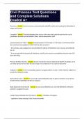 Civil Process Test Questions and Complete Solutions Graded A&plus;