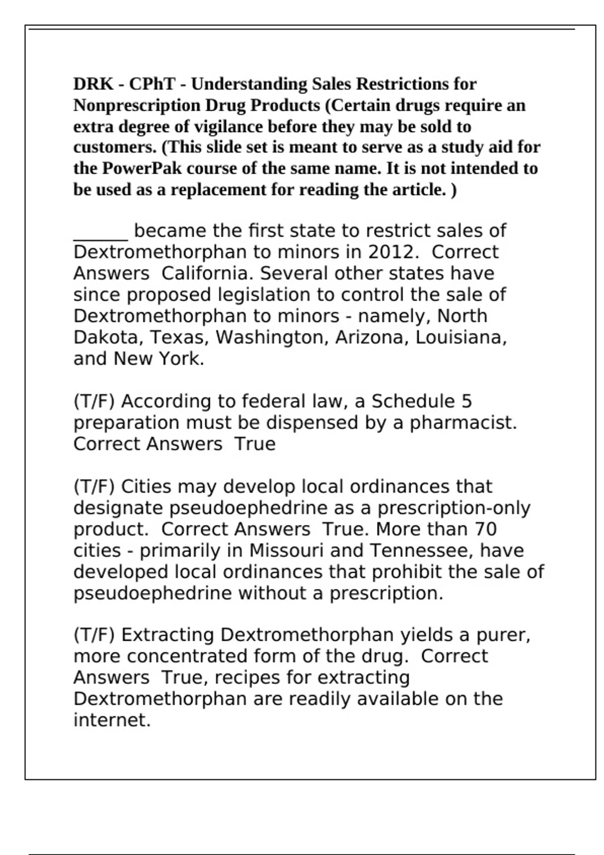 DRK - CPhT - Understanding Sales Restrictions for Nonprescription Drug ...
