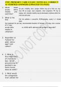 FNP&colon; PRIMARY CARE EXAM 1 WITH ALL CORRECT & VERIFIED ANSWERS &lpar;UPDATED TO PASS&rpar;