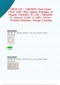 CHEM 219 &sol; CHEM219 Final Exam&colon; &lpar;NEW 2025&sol; 2026 Update&rpar; Principles of Organic Chemistry W&sol; Lab &vert; Questions & Answers&vert; Grade A&vert; 100&percnt; Correct &lpar;Verified Solutions&rpar;- Portage Learning