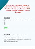 CHEM 210 &sol; CHEM210 Module 3&colon; &lpar;NEW 2025&sol; 2026 Update&rpar; Biochemistry &vert; Questions & Answers&vert; Grade A&vert; 100&percnt; Correct &lpar;Verified Solutions&rpar;- Portage Learning