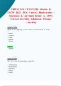 CHEM 210 &sol; CHEM210 Module 4&colon; &lpar;NEW 2025&sol; 2026 Update&rpar; Biochemistry &vert; Questions & Answers&vert; Grade A&vert; 100&percnt; Correct &lpar;Verified Solutions&rpar;- Portage Learning