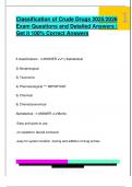Classification of Crude Drugs 2025&sol;2026  Exam Questions and Detailed Answers &vert;  Get it 100&percnt; Correct Answers