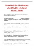 Florida Fire Officer 1 Test Questions  Latest 2025&sol;2026 with Correct  Answers Complete