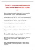 Florida fire written state test Questions with  Correct Answers Latest 2025&sol;2026 GRADED  A&plus;