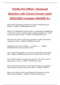 Florida Fire Officer 1 Reviewed  Questions with Correct Answers Latest  2025&sol;2026 Complete GRADED A&plus;