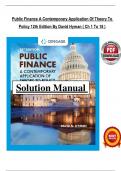 Public Finance &ndash; Solution Manual for &OpenCurlyDoubleQuote;A Contemporary Application of Theory to Policy&rdquo; &lpar;12th Edition&comma; David Hyman&rpar; &ndash; Complete Answers for Chapters 1&ndash;18
