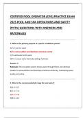 CERTIFIED POOL OPERATOR &lpar;CPO&rpar; PRACTICE EXAM 2025 POOL AND SPA OPERATIONS AND SAFETY  &lpar;PHTA&rpar; QUESTIONS WITH ANSWERS AND  RATIONALES