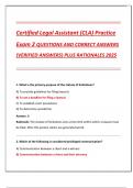 Certified Legal Assistant &lpar;CLA&rpar; Practice  Exam 2 QUESTIONS AND CORRECT ANSWERS  &lpar;VERIFIED ANSWERS&rpar; PLUS RATIONALES 2025