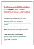 Certified Legal Assistant &lpar;CLA&rpar; Practice Exam 2 QUESTIONS AND CORRECT ANSWERS  &lpar;VERIFIED ANSWERS&rpar; PLUS RATIONALES 2025