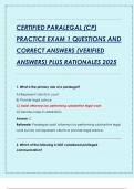 CERTIFIED PARALEGAL &lpar;CP&rpar;  PRACTICE EXAM 1 QUESTIONS AND  CORRECT ANSWERS &lpar;VERIFIED  ANSWERS&rpar; PLUS RATIONALES 2025