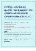 CERTIFIED PARALEGAL &lpar;CP&rpar;  PRACTICE EXAM 2 QUESTIONS AND  CORRECT ANSWERS &lpar;VERIFIED  ANSWERS&rpar; PLUS RATIONALES 2025