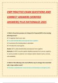 CMP PRACTICE EXAM QUESTIONS AND  CORRECT ANSWERS &lpar;VERIFIED  ANSWERS&rpar; PLUS RATIONALES 2025