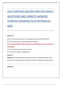 AWS CERTIFIED WELDER PRACTICE EXAM 1 QUESTIONS AND CORRECT ANSWERS  &lpar;VERIFIED ANSWERS&rpar; PLUS RATIONALES  2025