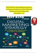 TEST BANK for Digital Marketing Strategy: An Integrated Approach to Online Marketing 3rd Edition by Simon Kingsnorth. All Chapters 1-22. (Complete Download).
