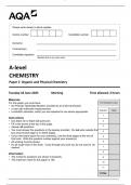 AQA A-LEVEL  CHEMISTRY  PAPER 2  ACTUAL EXAM WITH 100&percnt; RATED CORRECT    REAL EXAM QUESTIONS  GRADED A&plus; &vert;2025 LATEST VERSION &vert; 100&percnt; VERIFIED